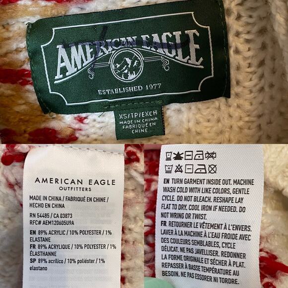 American Eagle Mock Neck Fair Isle Jumper Sweater size XS - Picture 4 of 4